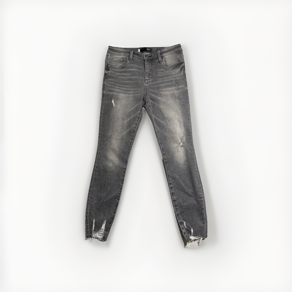 Kut from the cloth brand gray distressed jeans, women's 8, zip fly‎
